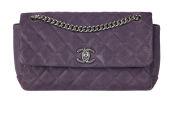 Lady Pearly Flap Bag, Caviar, Purple, 1903826, DB/E, 3*